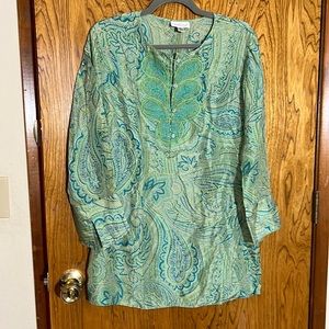 Pure silk embroidered paisley tunic